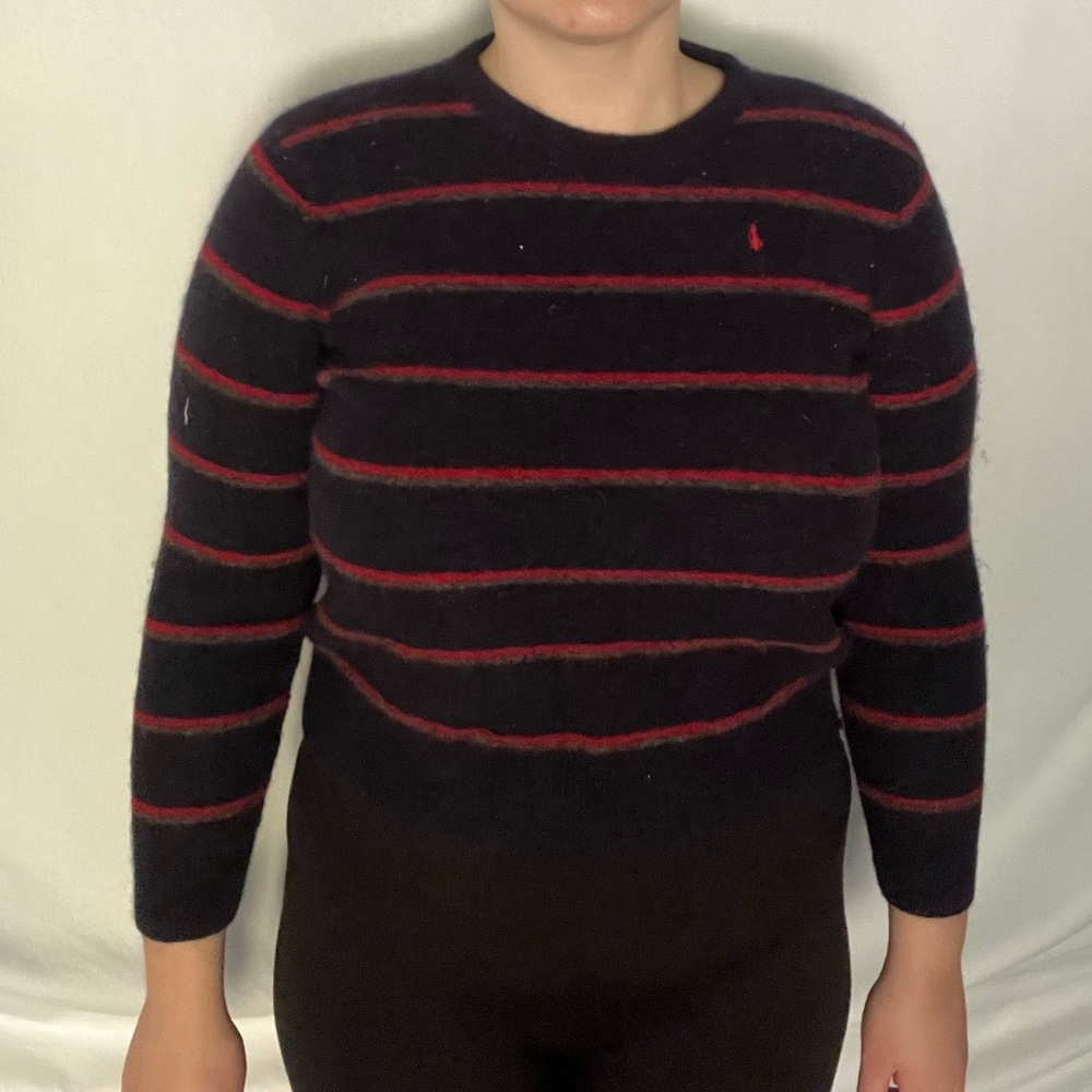 Ralph Lauren Navy Sweater with Red Stripes